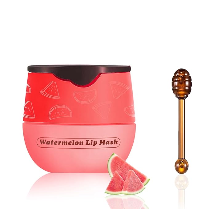 1 PCS Bee Lip Balm Honey Pot, Moisturizing Watermelon Sleeping Lip Balm Lip Mask Overnight, Hydrate Lip Repair Prevent Dry and Cracked Lip Care, Nourishes the Lip Skin, Reduces Lip Lines-GlimoraGlow