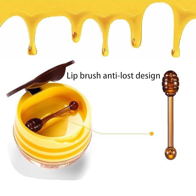 2 Pcs Lip Balm Honey Pot Lip Treatment Overnight Lip Sleeping Balm Strawberry Honey Pot lip Mask Moisturizing Exfoliating Prevent Dry & Cracked Diluting Lip Lines (Honey & Strawberry)-GlimoraGlow
