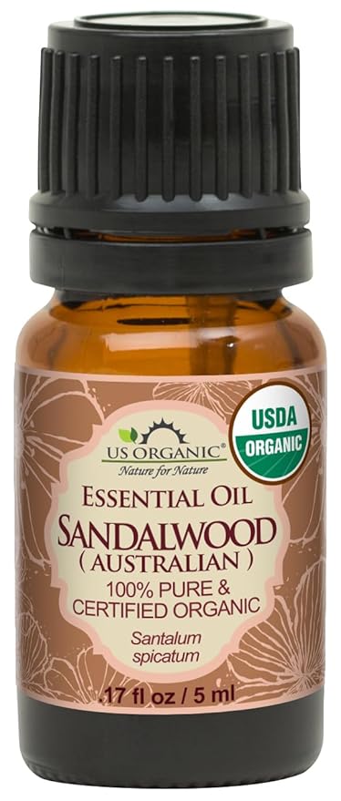 US Organic 100% Pure Sandalwood Essential Oil, USDA Certified Organic, Steam Distilled, Santalum Spicatum, Premium Quality, Woody Scent, Ideal for Diffuser, Massage & Skincare, from Australia (5 ml)-GlimoraGlow