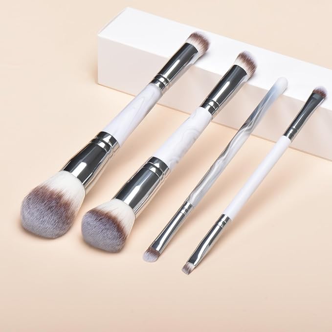 4 pcs makeup brushes, double head makeup brush set, loose powder powder blusher foundation make-up concealer eye shadow eyebrow brush, multi-purpose makeup tools-GlimoraGlow