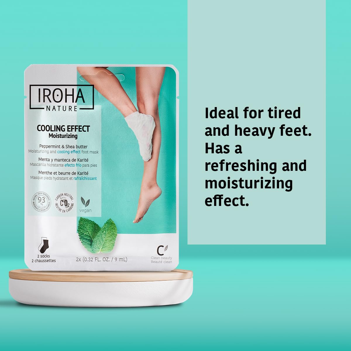 IROHA NATURE Relaxing Foot Mask Socks | 4 Pairs | Peppermint & Shea Butter | Intensive Treatment for Tired Feet | Cooling Effect | Natural & 100% Vegan | Moisturizing Foot Mask-GlimoraGlow