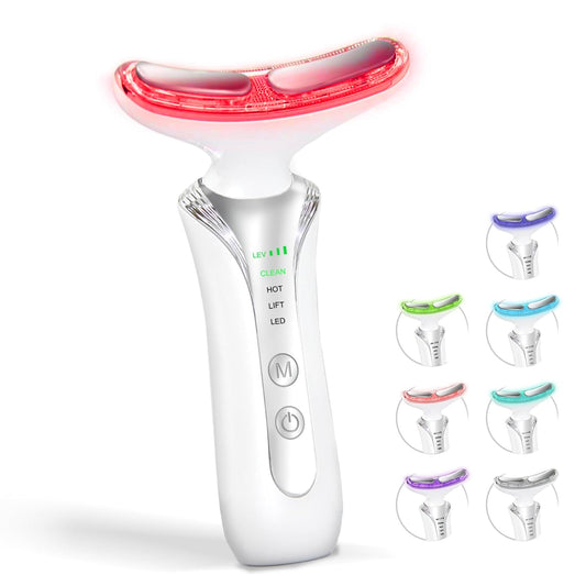 2025 New 7 in 1 Face Massager Tool, Red Light Therapy for Face and Neck, Portable Face Lift Device, Neck Massager for Double Chin Reducer-GlimoraGlow