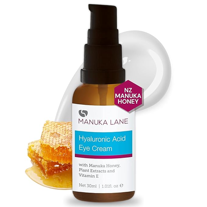 Hyaluronic Acid Eye Cream with Plant Extracts, Manuka Honey, Eye Bright Extract & Vitamin E | Plant Based Formula | Carefully formulated to keep your eyes bright and healthy!-GlimoraGlow