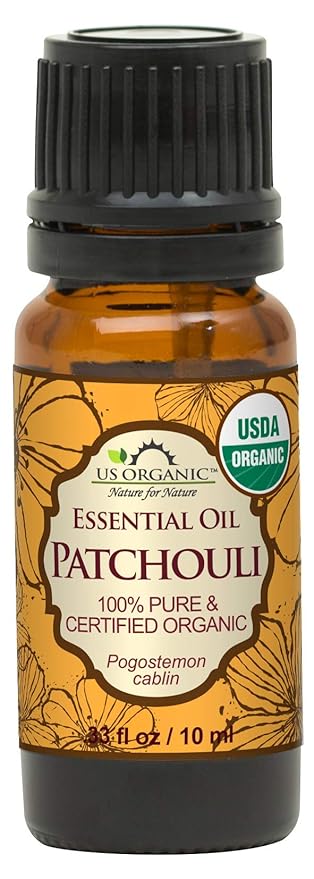 US Organic 100% Pure Patchouli Essential Oil - USDA Certified Organic, Steam Distilled - W/Euro droppers (More Size Variations Available) (10 ml / .33 fl oz)-GlimoraGlow
