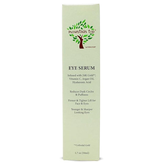 MOUNTAIN TOP Eye Serum Infused with 24K Gold, Vitamin C, Argan Oil, Hyaluronic Acid - For a Tighter Lift and Reduction in Appearance of Wrinkles, Fine Lines, and Dark Circles (1.7oz)-GlimoraGlow