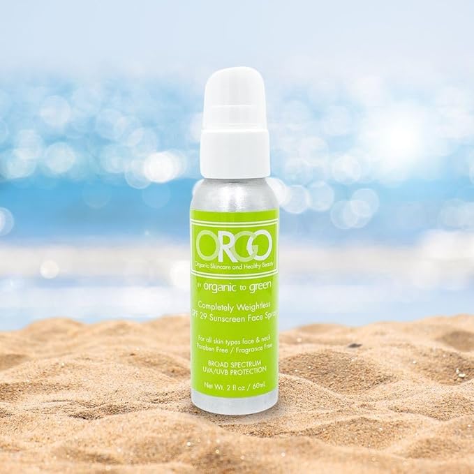 Organic To Green Completely Weightless Face Sunscreen Spray | Award-Winning Lightweight Organic Sunscreen | 29 SPF | 2 oz-GlimoraGlow