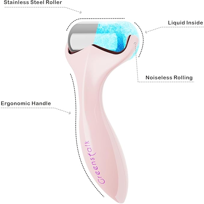 Greenstalk Ice Roller for Face & Eyes – Medical-Grade Stainless Steel Cooling Face Roller for Puffiness Relief, Dark Circles, Skincare Routine – Dual Cold & Warm Therapy, Ergonomic Design-GlimoraGlow