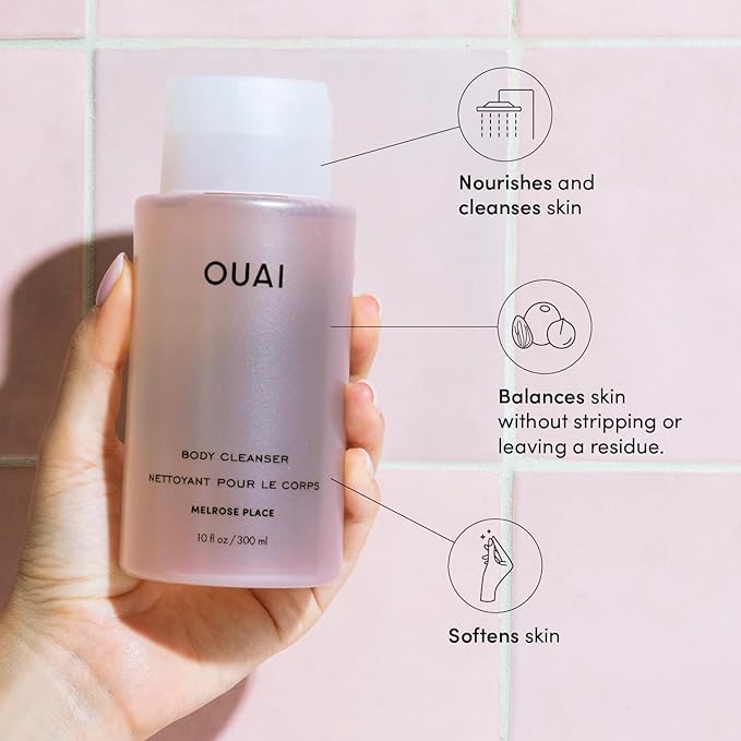 OUAI Body Cleanser, Melrose Place - Foaming Body Wash with Jojoba Oil and Rosehip Oil to Hydrate, Nurture, Balance and Soften Skin - Paraben, Phthalate and Sulfate Free Skin Care Products - 10 Oz-GlimoraGlow