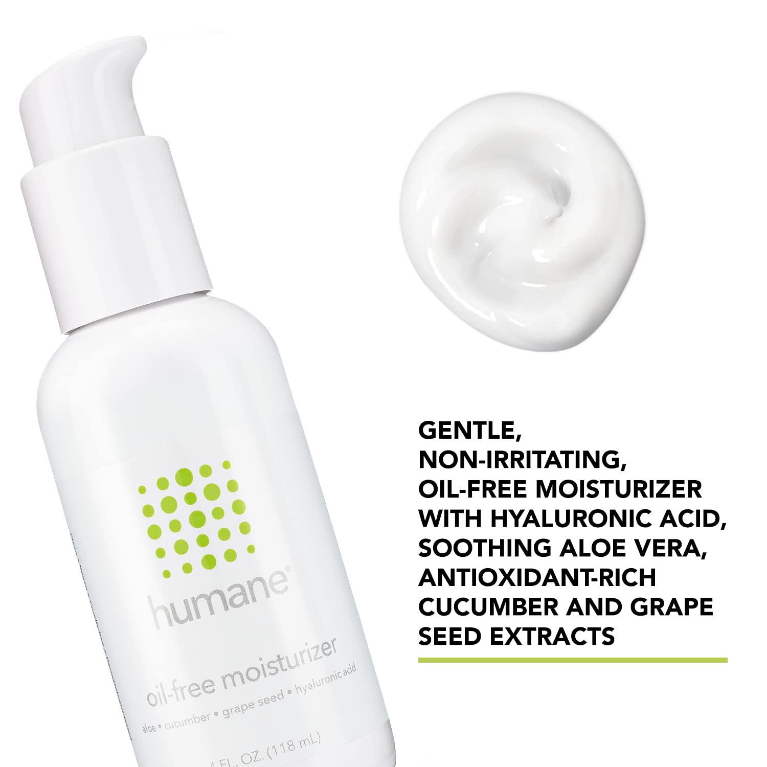 humane Oil-Free Daily Lightweight Face Moisturizer for Acne-Prone Skin - 4 Fl Oz - Gentle for All Skin Types - With Soothing Antioxidants Like Aloe Vera, Hyaluronic Acid, Cucumber and Grapeseed-GlimoraGlow