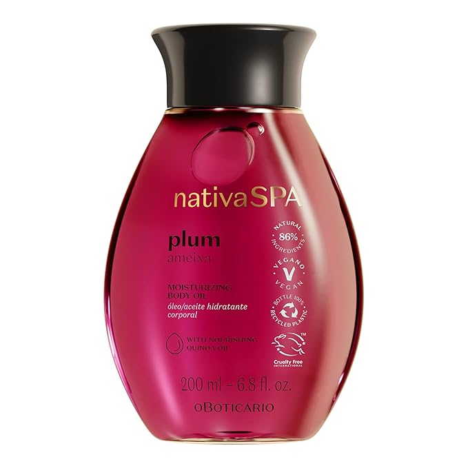 Nativa SPA by O Boticario Plum Body Oil, Enriched with Purified Quinoa Drops to Boost Hydration, 6.8 Ounce-GlimoraGlow