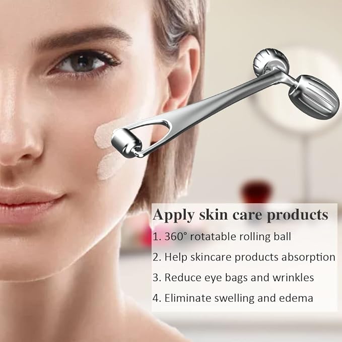 Yeamon Gua Sha Facial Tools and Face Roller Set, Facial Massage Tool for Women’s Skincare Routine,Cooling Stainless Steel Face Sculpting Eyes Roller Guasha for Daily Use or Self-Care Gift for Women-GlimoraGlow