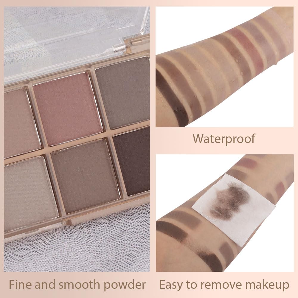 10 Colors Nude Gray Taupe Matte Eyeshadow Palette,Neutral Nude Eye Shadow Palette,Long Lasting Waterproof Travel Size Makeup Pallete,Vegan,Cruelty -free-GlimoraGlow
