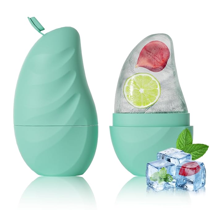 Silicone Facial Ice Cube Roller Massager, Facial Beauty Care Tool, Reusable Face Ice Mold - Brighten Skin, Reduce Puffiness for Face & Eyes (Cyan)-GlimoraGlow