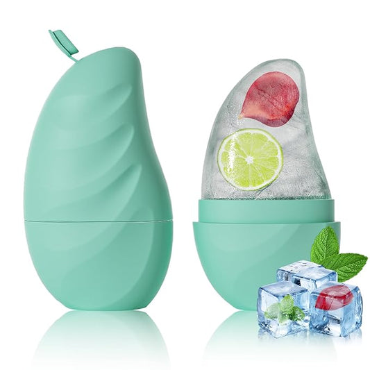 Silicone Facial Ice Cube Roller Massager, Facial Beauty Care Tool, Reusable Face Ice Mold - Brighten Skin, Reduce Puffiness for Face & Eyes (Cyan)-GlimoraGlow