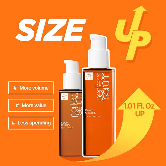 Mise En Scene Perfect Serum Original Bigger Size - Hair Oil for Frizzy & Dry Hair, Hydration and Nutrition Hair Essence for Damage Care, Floral Fragrance, Korean Hair Care Product, 3.71 Fl Oz.-GlimoraGlow