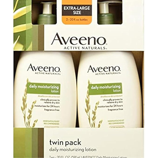 Aveeno Active Naturals Daily Moisturizing Lotion, New 2 Pack Of 20 Fl Ounce Pump, 1 Fl Ounce-GlimoraGlow