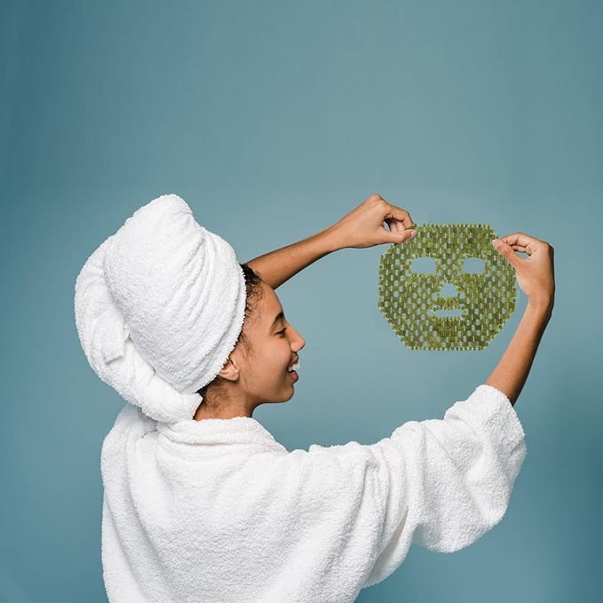 Jade Facial Mask,Natural Stone Jade Sleep Mask,Anti-Aging Jade Eye Mask Massage Tools for Puffy Eyes Dark Circles-GlimoraGlow