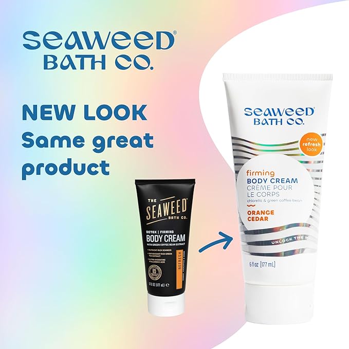 Seaweed Bath Co. Firming Body Cream, Orange Cedar Scent, 6 Ounce, Skin Toning Hand & Body Lotion Moisturizer for Dry Skin, with Sustainably Harvested Seaweed, Chlorella, Green Coffee Bean-GlimoraGlow