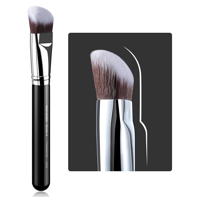Foundation Brush, EIGSHOW Pro Slanted Brushes Angled Bristles Mask Kabuki Face Brush Perfect for Powder Liquid Cream Buffing Blending (F625)-GlimoraGlow