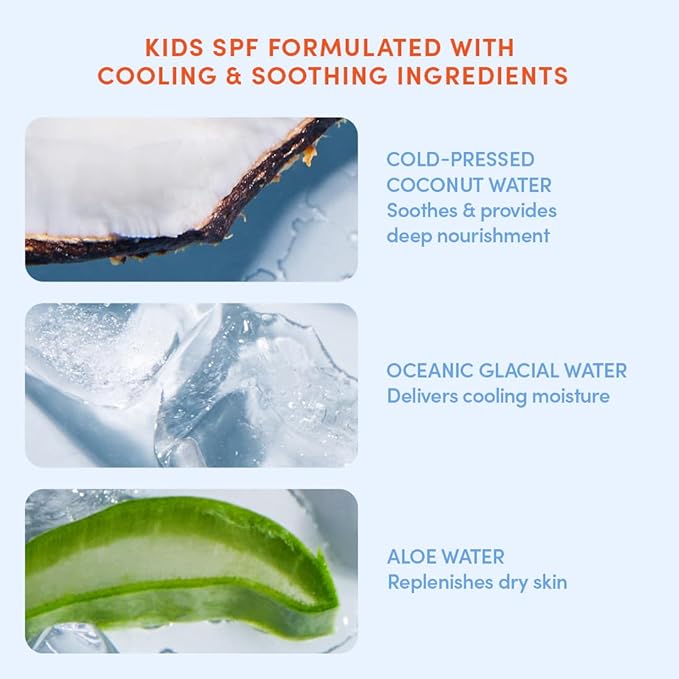 Evereden SPF50 Fluid Silk Mineral Kids Sunscreen: Clean Cooling Non-Nano UVA, UVB, & IR Protection for Sensitive Skin - Sheer, Lightweight, & Waterproof for Up to 40 Mins - Beach Day Toddler Sunscreen-GlimoraGlow