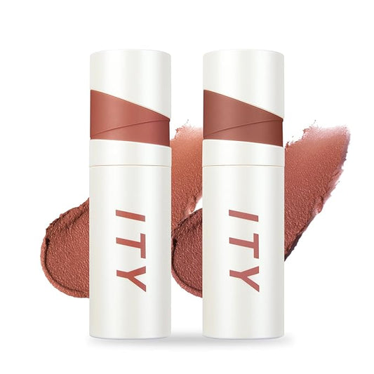 ITY Velvet Matte Finish Lip Stain-Mousse Textured Lip Clay, Conceals Lip Lines, Rich Pigment Lip Tint Lipsticks,2 Pack, 0.14 oz (4g) in Petal, Berrylicious-GlimoraGlow