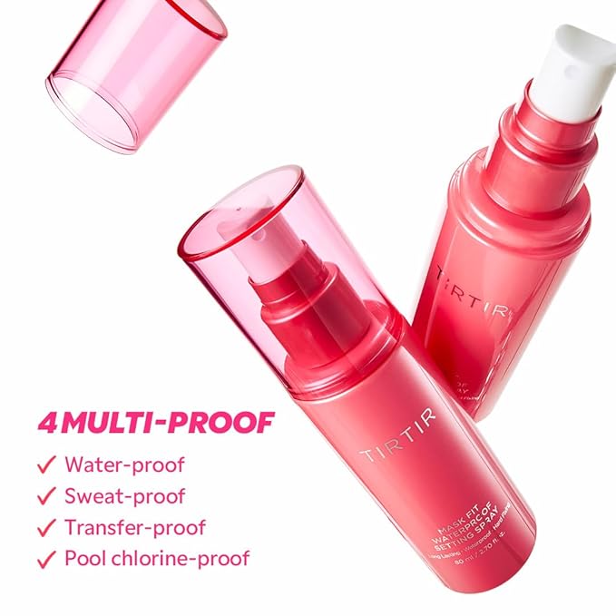 TIRTIR Waterproof Setting Spray – 24 Hour Long Lasting Fix, Sweatproof Water Resistant Makeup Finisher – Ethanol Free, Semi Matte Finish for Oily Skin – Korean Makeup Fixer-GlimoraGlow