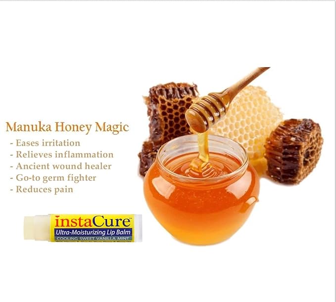 InstaCure Original Nose Balm With Raw Manuka Honey Vitamin E Shea Butter Aloe Vera Oil And Vanilla Mint Ultra-Moisturizing Max Repair/Protective Lip Balm - Fast Relief for Dry Nose & Soreness (3 Pack)-GlimoraGlow