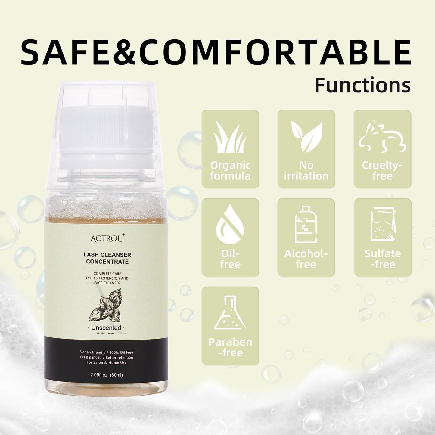 Eyelash Cleanser Concentrate 60ml Unscented Professional Lash Shampoo Foaming Cleanser DIY Wash for Extensions Lashes with Salon Home Care-Makes 6 Bottles-GlimoraGlow