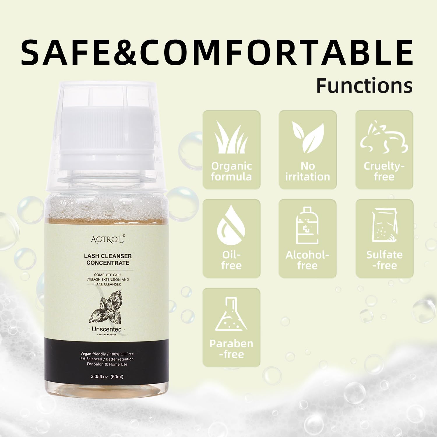 Eyelash Cleanser Concentrate 60ml Unscented Professional Lash Shampoo Foaming Cleanser DIY Wash for Extensions Lashes with Salon Home Care-Makes 6 Bottles-GlimoraGlow