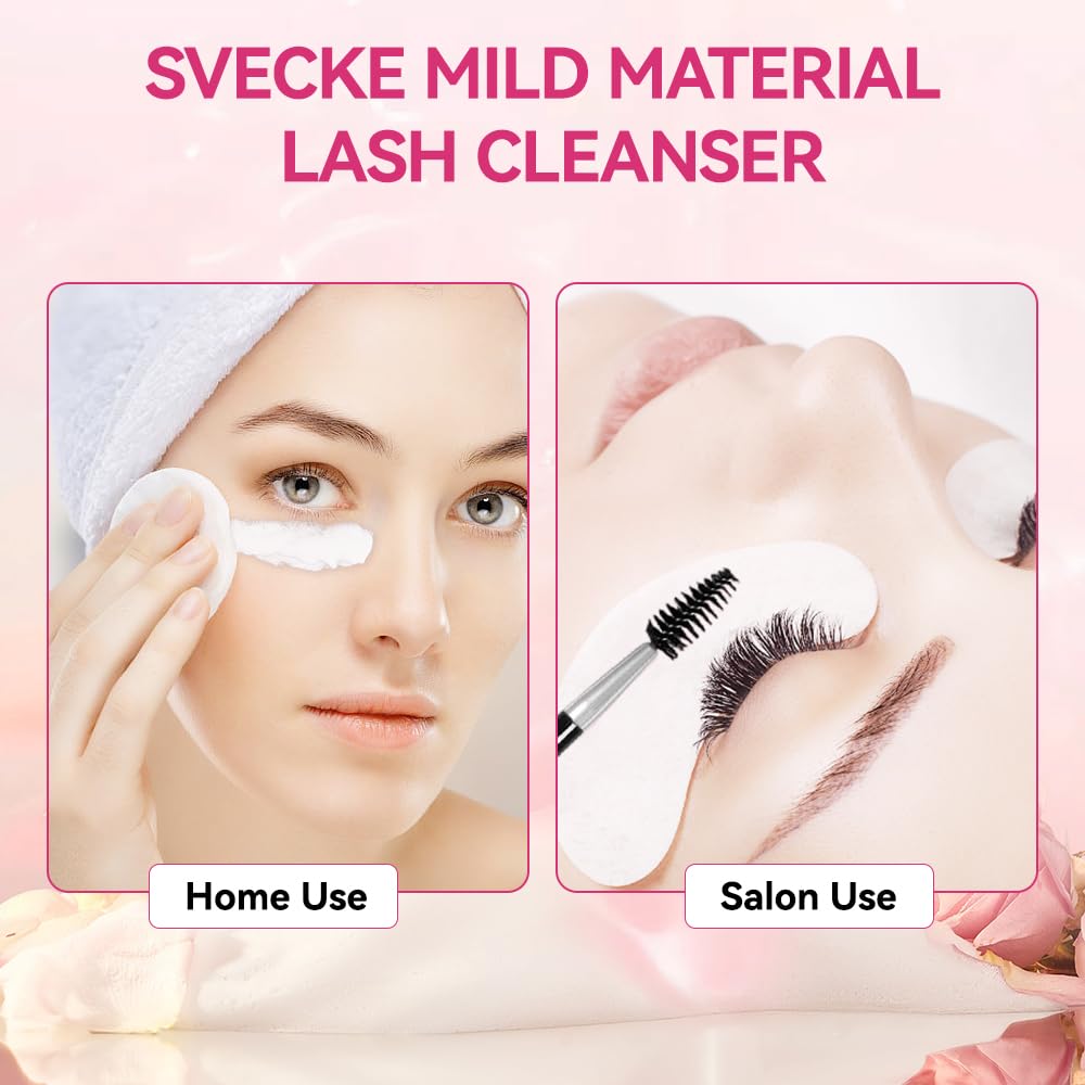 Lash Shampoo Kit, 2 fl.oz / 60ml Eyelash Cleanser, Lash Cleaning Kit with Brush, Eyelash Shampoo for Lash Extensions, Eyelash Remover for Salon and Home Use-GlimoraGlow