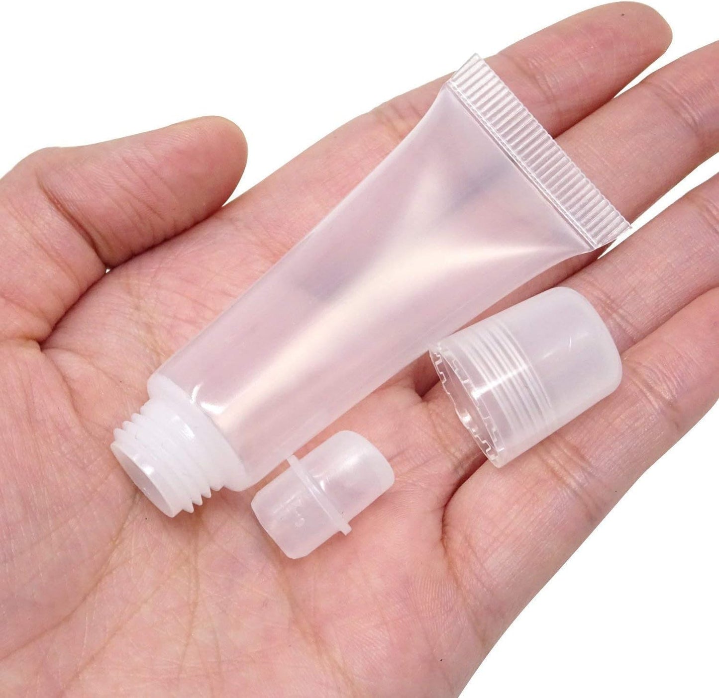 JIAKAI 10ml Mini Clear Refillable Empty Tubes Lip Gloss Balm Container，Soft Tubes Makeup Box，Shampoo Samples Empty Tubes with Screw Cover (10pcs)-GlimoraGlow