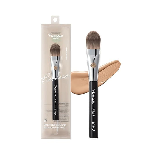 Piccasso FB17 Foundation Brush – Soft Makeup Brush for Liquid & Cream Foundation, Curved Bristles for Smooth and Flawless Face Makeup, Professional Tool for Base Layering, Korean Beauty Essential-GlimoraGlow