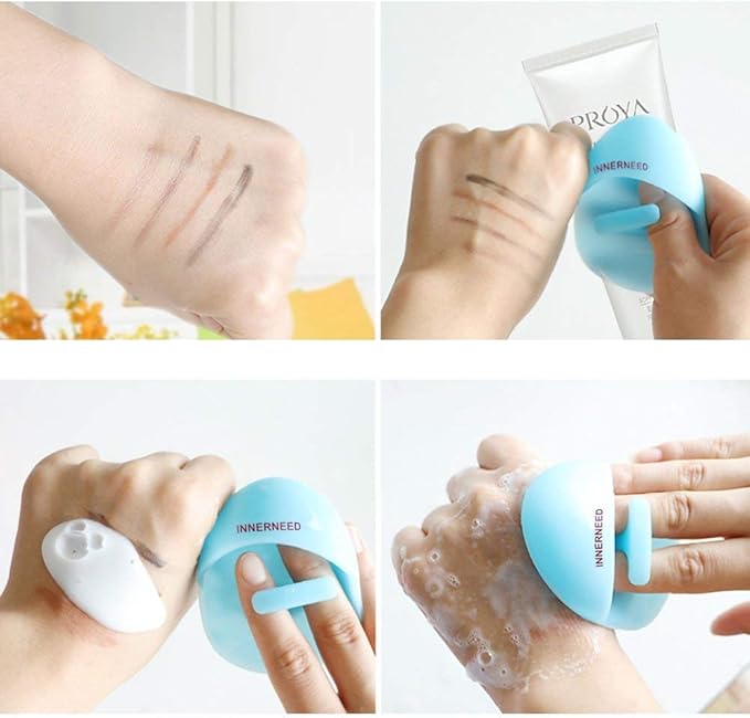 INNERNEED Super Soft Silicone Face Cleanser and Massager Brush Manual Facial Cleansing Scrubber Handheld Wash Pad for Sensitive, Delicate, Dry Skin (Pack of 4)-GlimoraGlow