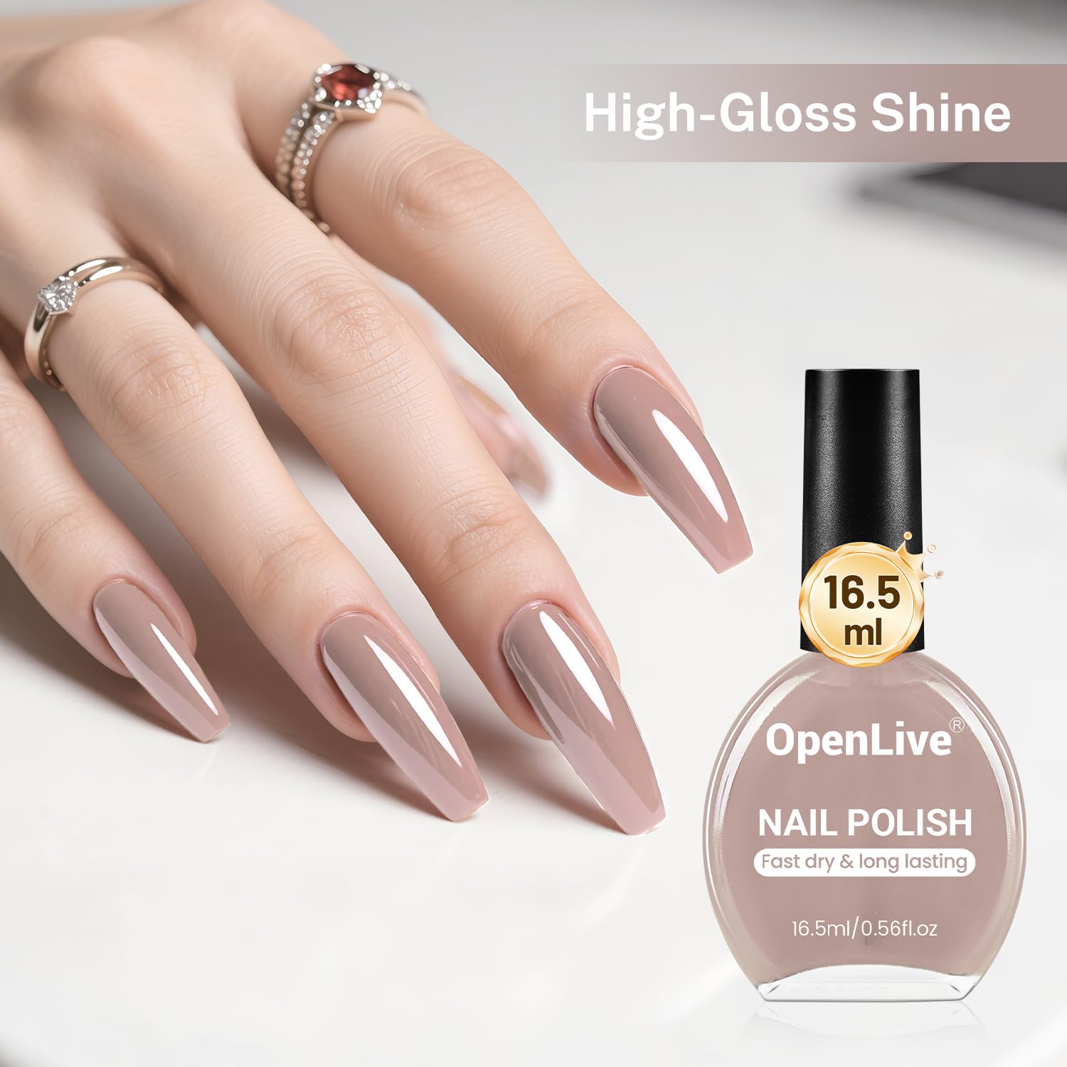 16.5ml Light Brown Nail Polish Large Volume Quick Dry Nail Polish, Long Lasting Shine, Fingernail Toenail Nail Art DIY Home Travel Nail Art Gift-GlimoraGlow