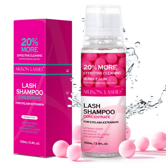 ARISON LASHES Lash Shampoo Concentrate for Lash Extensions 100ML Eyelash Cleanser Concentrate Oil-Free Eyelash Extension Shampoo with Salon Home Care(Bubble gum)-GlimoraGlow