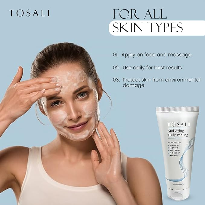 Anti Aging Daily Peeling Face Exfoliator – Peeling Gel with Hyaluronic Acid, Lactic Acid & Vitamin E, Gentle Exfoliating Gel for All Skin Types, Skin Care for Women, 6.8 Oz-GlimoraGlow