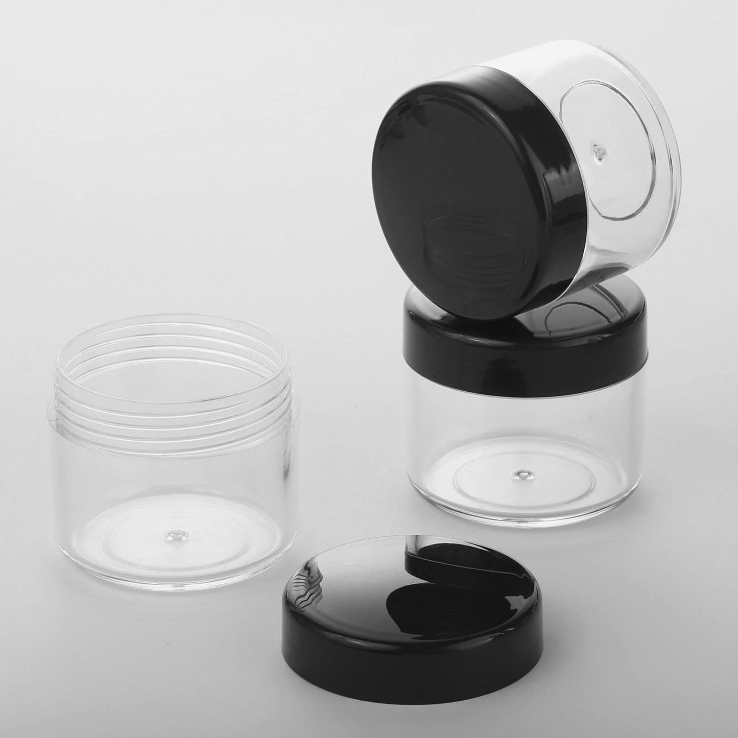 100 Count Refillable Cosmetic Containers with Lids 20 Grams Black Makeup Sample Jars for Beauty Products - Black-GlimoraGlow