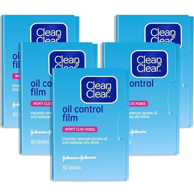 Oil Control Film Replacment for Clean & Clear Oil-Absorbing Sheets,5pack(total 300sheets)Oil Blotting Sheets for Face,9% Larger,Makeup Friendly High-performance Handy Face Blotting Paper for Oily Skin-GlimoraGlow