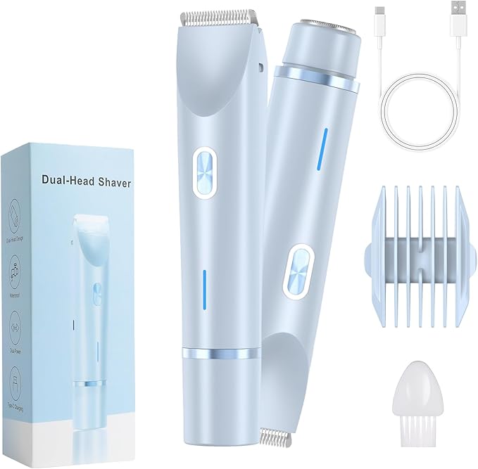 2025 New Electric Womens Shaver, 2-in-1 Women's Body Shaver, Bikini Electric Razor, Wet and Dry Use Body Trimmer for Home (Blue)-GlimoraGlow