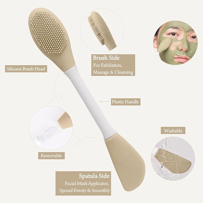 Real Perfection Gua Sha Facial Tools Face Roller for Wrinkles Jade Roller and Gua Sha Set, Scrubber Pore Brush Headband Skin Care Tools for Travel Skincare Routine Massaging Reducing Puffiness - White-GlimoraGlow