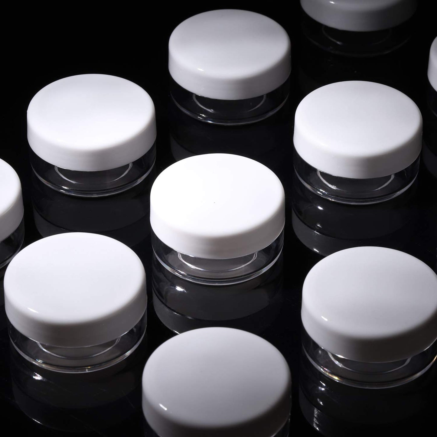 100 Count Mini Makeup Sample Containers with Lids 10g Plastic Cosmetic Containers Refillable Traveling Jars for Skin Care Products - White-GlimoraGlow