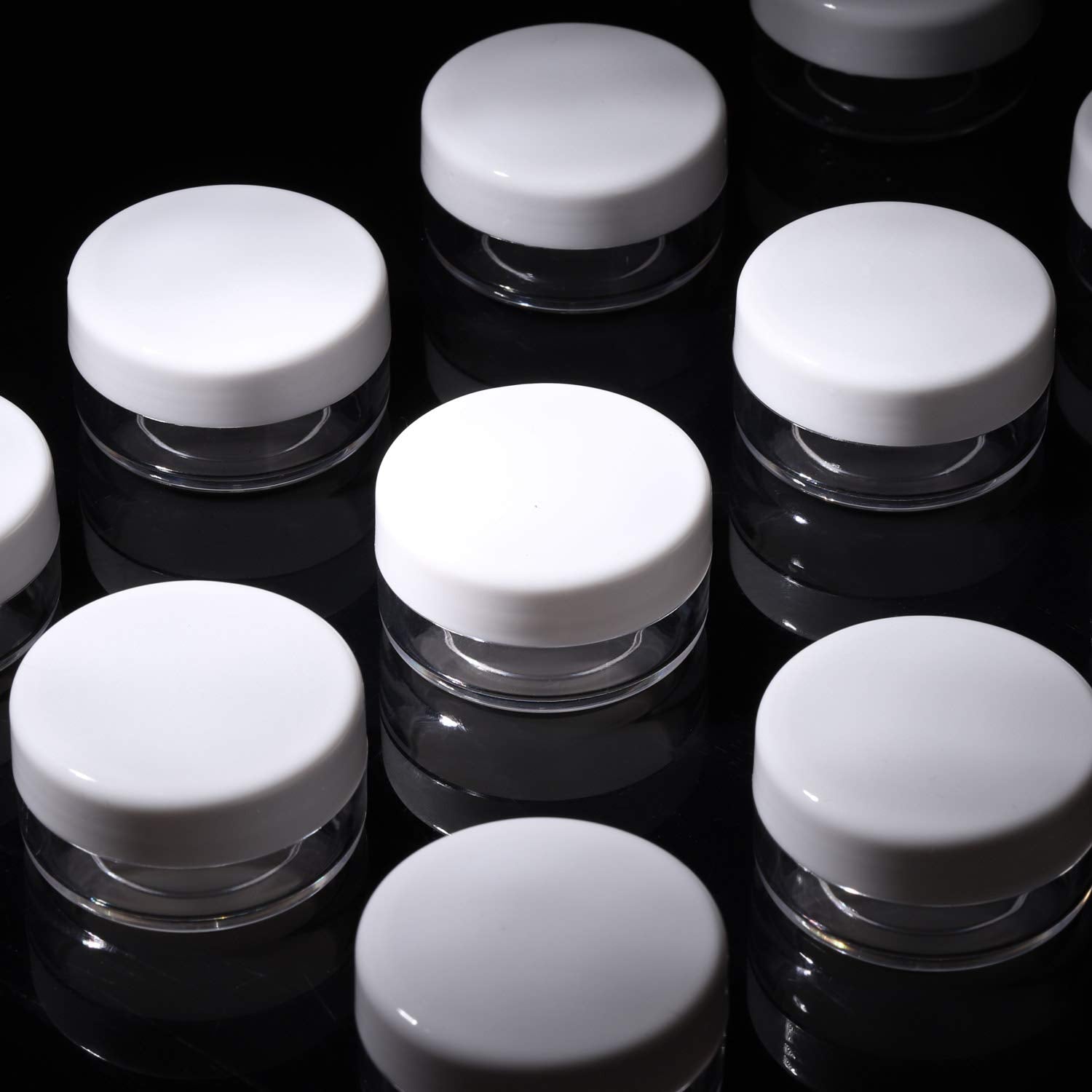 100 Count Mini Makeup Sample Containers with Lids 10g Plastic Cosmetic Containers Refillable Traveling Jars for Skin Care Products - White-GlimoraGlow