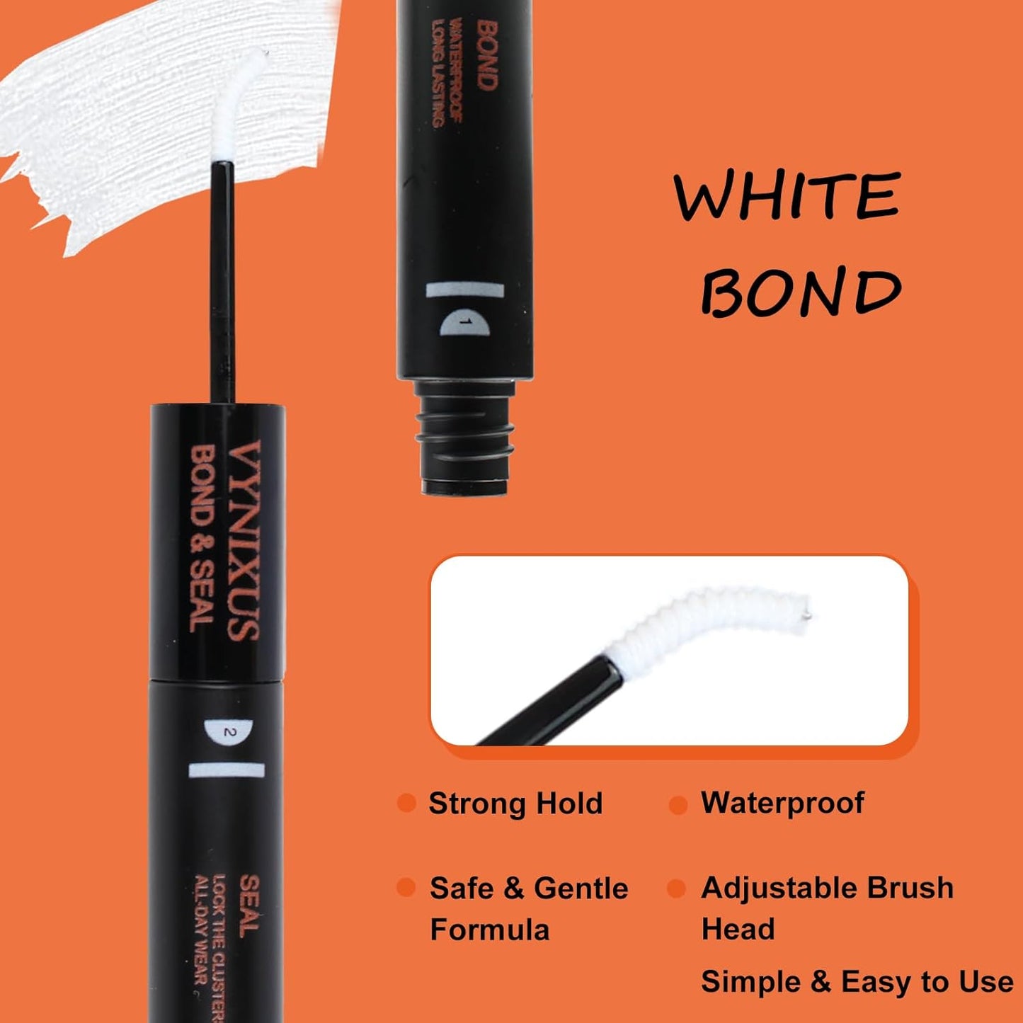 Lash Bond and Seal Waterproof Lash Glue for Eyelash Clusters Lash Cluster Glue Eyelash Glue 2-IN-1 10ml 72H+-GlimoraGlow