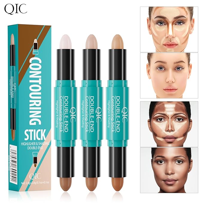2-in-1 Contour & Highlighter Stick - Dual-Ended, Waterproof, Long-Lasting, for All Skin Tones (01# Ivory + Dark coffee)-GlimoraGlow