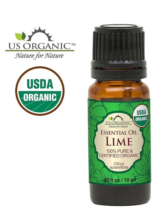US Organic Lime Essential Oil - Certified Organic, Steam Distilled - W/Euro droppers (More Size Variations Available) (10 ml / .33 fl oz)-GlimoraGlow