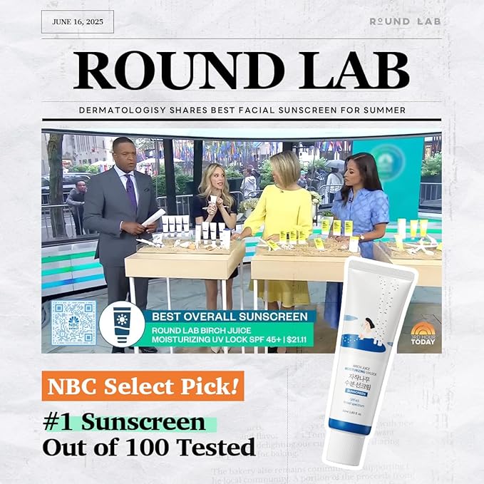 ROUND LAB Birch Juice Moisturizing UV LOCK SPF 45 | NBC No1 SPF, Glow Sunscreen for Daily Skincare, Non-toxic, UV Protection, Lightweight, Oil-Free, Organic, Korean Sunscreen (1.69 Fl Oz)-GlimoraGlow