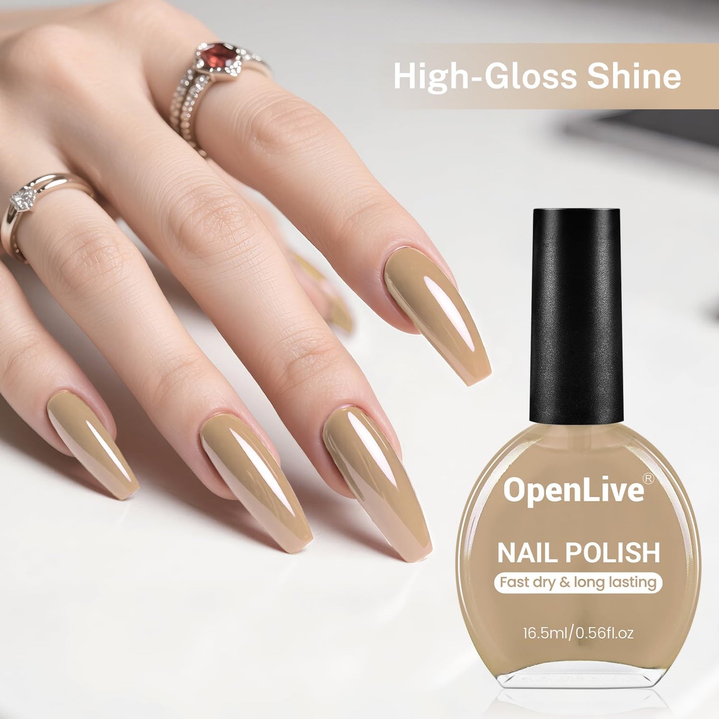 16.5ml Nude Brown Nail Polish Large Volume Quick Drying Nail Polish, Fast Drying and Long Lasting Color Nail Art DIY Home Manicure Gift for Women-GlimoraGlow