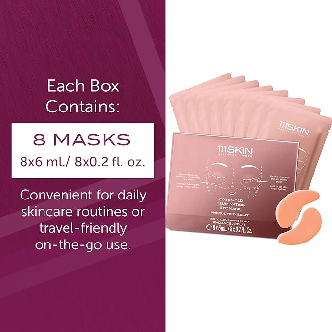 111SKIN Rose Gold Illuminating Eye Mask, Brightening & Hydrating Under Eye Patches for Dull, Dry Skin with Rose Extract, Colloidal Gold & Vitamin C, Improves the Appearance of Dark Circles, 8 Pairs-GlimoraGlow