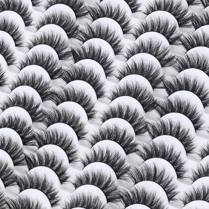 False Eyelashes 48 Pairs Faux Mink Lashes 14mm Wispy Lashes 3D Fluffy Cat Eye Lashes Pack Bulk Wholesale Strip Lashes(style 48-036)-GlimoraGlow