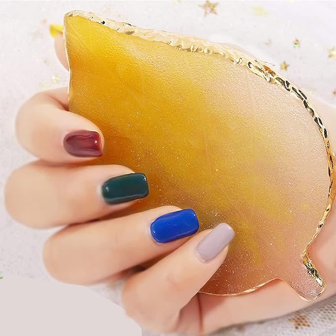 1 Piece Nail Art Palette Nail Polish Palette Mixing Palette Makeup Plate Nail Plate for Nail Art Nail Tip Holder Nail Art Display (yellow leaf)-GlimoraGlow